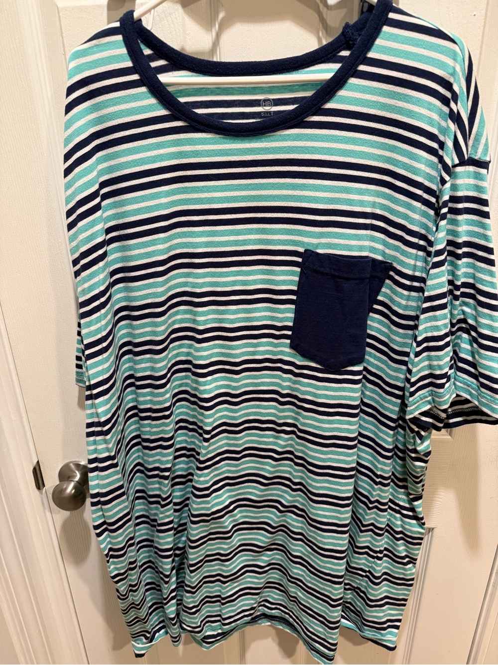 Harbor Bay Navy and Mint Striped Short Sleeve Tee